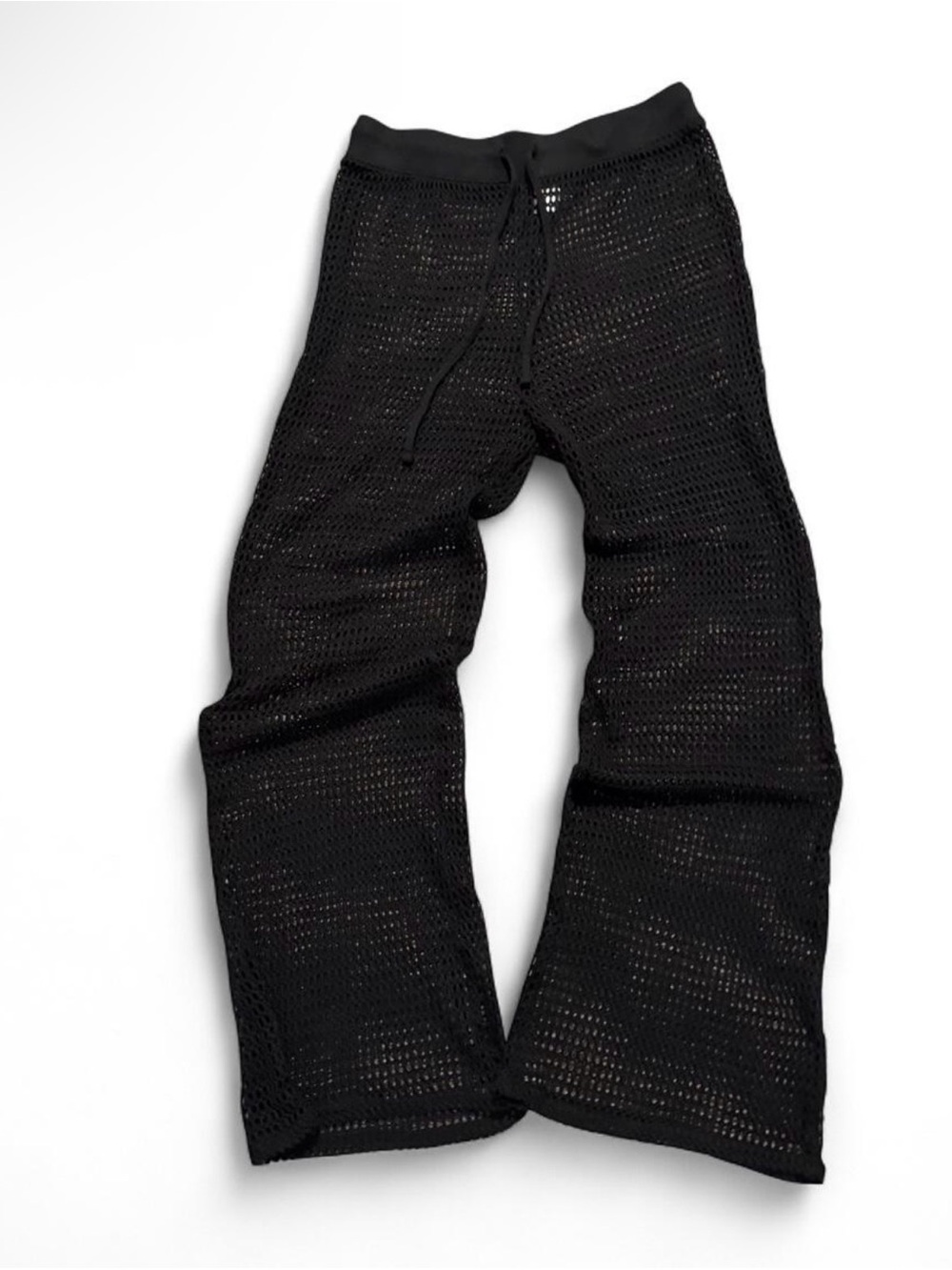 Shade & Shore Black mesh Wide-Leg Knit Pants